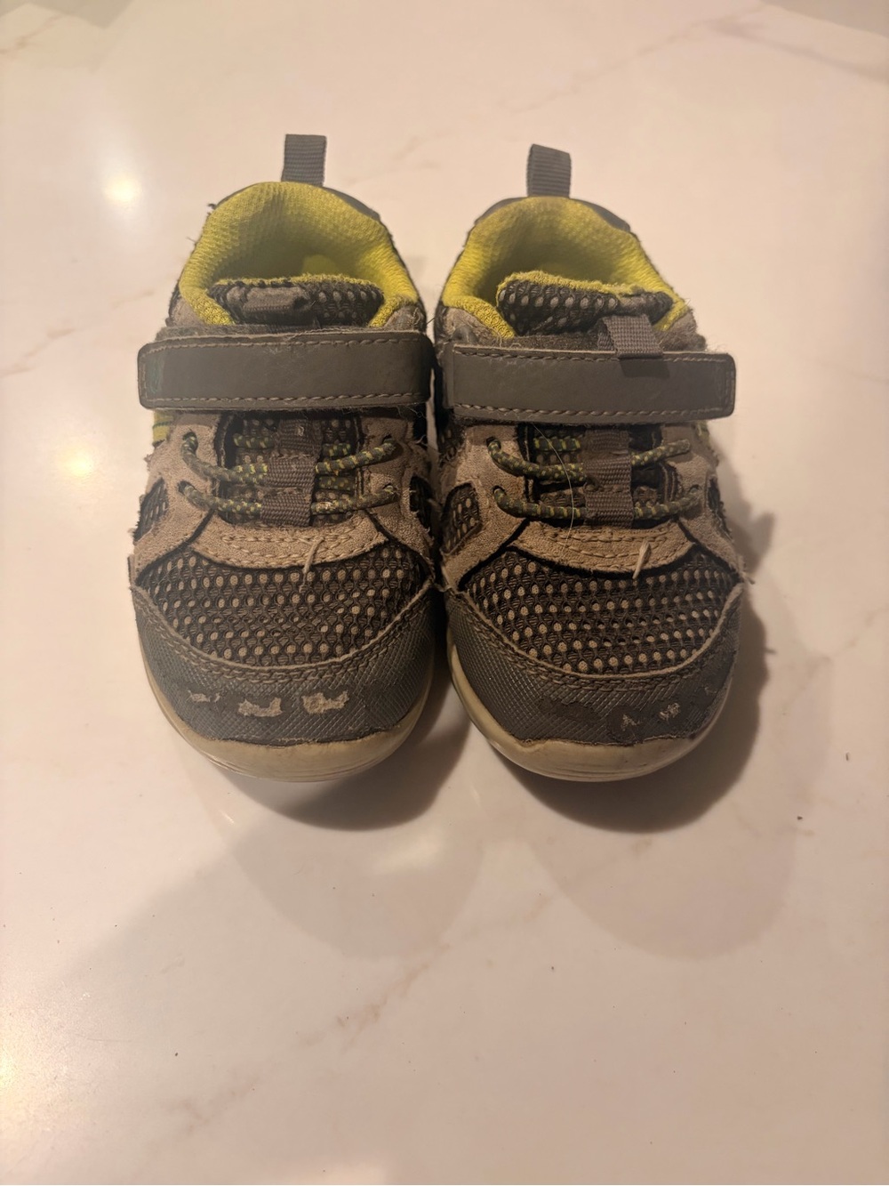 Stride Rite Gray and Lime Toddlers' Velcro Sneakers 6M